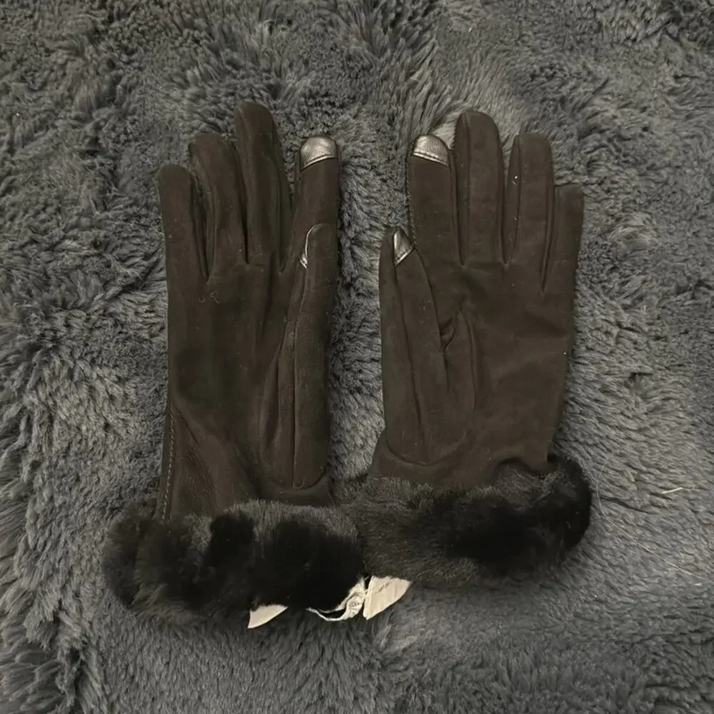 UGG Sheepskin Suede‎ Gloves Cashmere Blend Lined Touchscreen Compatible Small